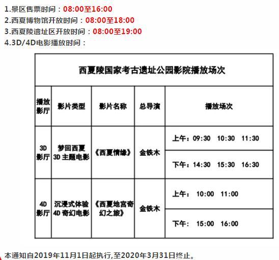 西夏陵国家考古遗址公园开园时间变化，门票未变